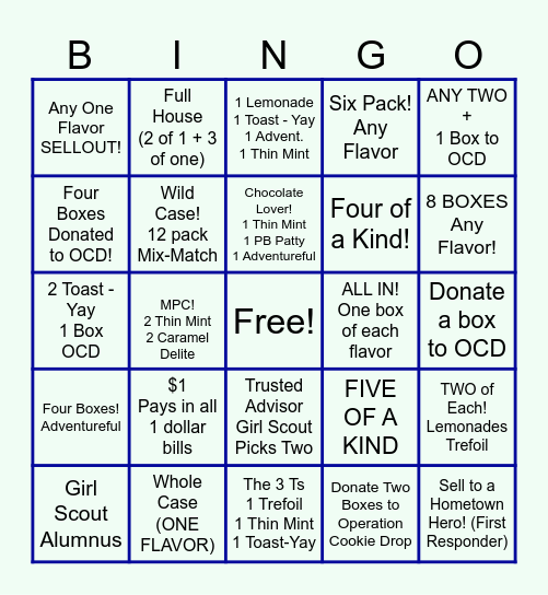 COOKIE BOOTH Bingo Card