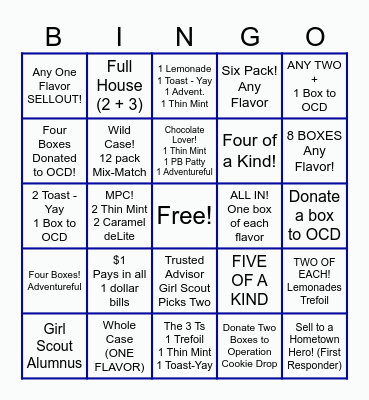 COOKIE BOOTH Bingo Card