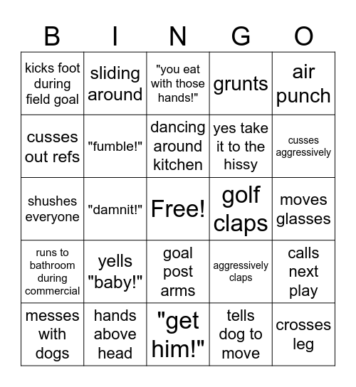 Freds playoff game Bingo Card