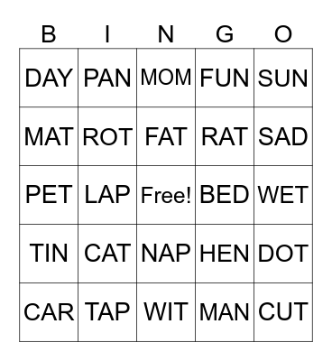 CVC Bingo Card