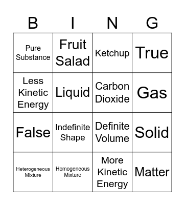 Science Bingo Card