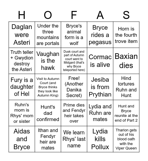Breanna'a HoFaS Bingo Card