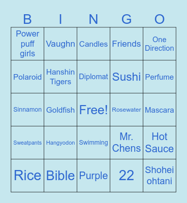 Nahomi’s 22nd Birthday! Bingo Card