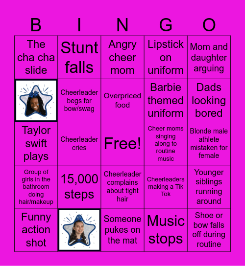 Cheer Competition Bingo Card