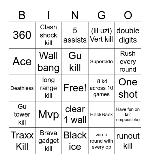 Super Shorty Gaming Bingo Card