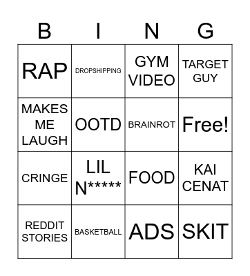 INSTAGRAM REELS Bingo Card