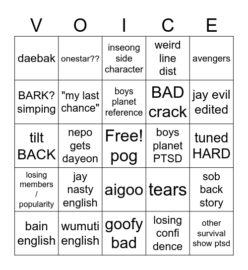 build up ep 1 Bingo Card