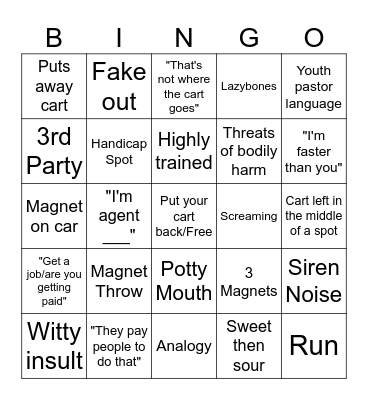 Cart Narcs Bingo Card