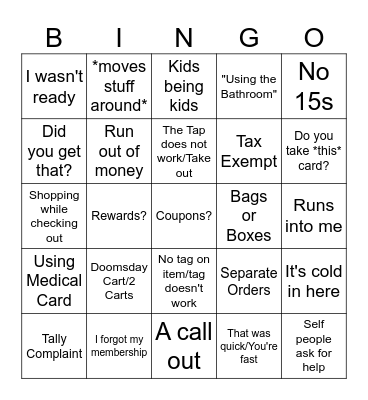 BJ's Bingo Card