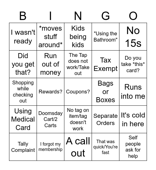 BJ's Bingo Card