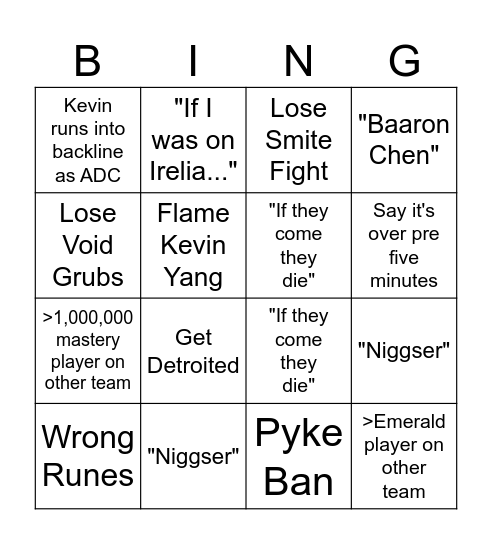 AAC 5 Stack Bingo Card