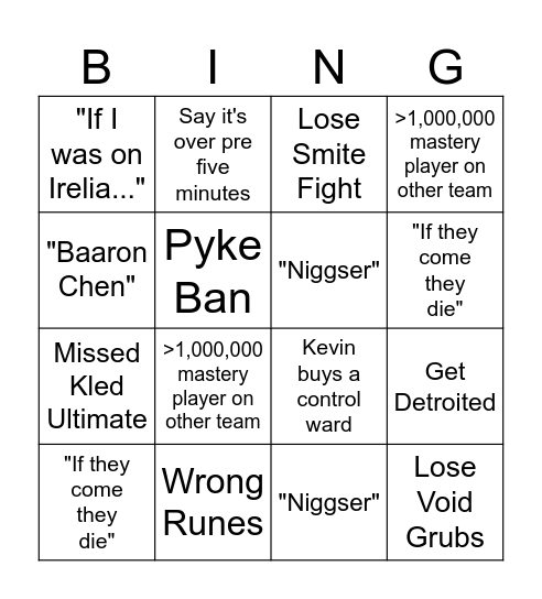 AAC 5 Stack Bingo Card