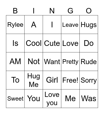 Valentines Bingo Card