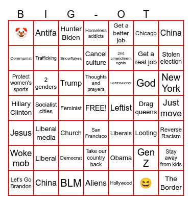 Dog Whistle Bingo Card