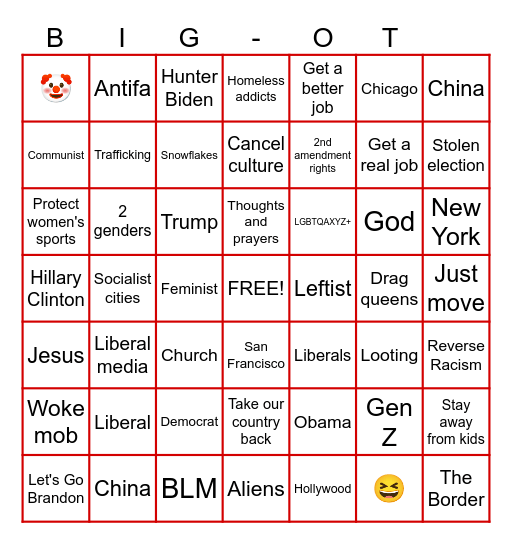Dog Whistle Bingo Card