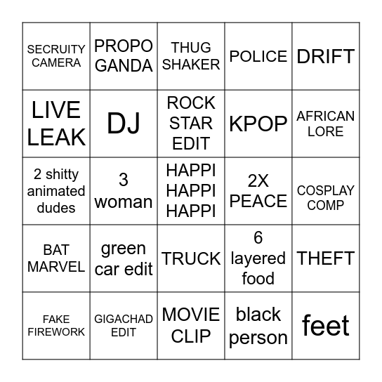 DOUYIN Bingo Card