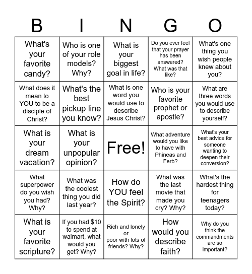GET TO KNOW YOU! Bingo Card
