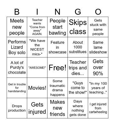 2nd Semester (THEATRE) Bingo Card