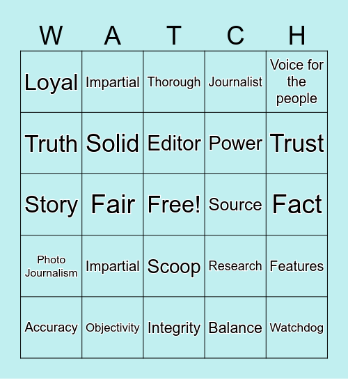 Journalism Bingo Card