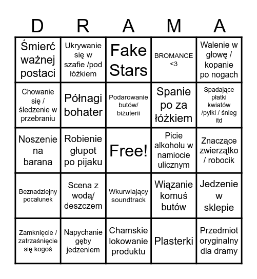 Dramowe Bingo Card