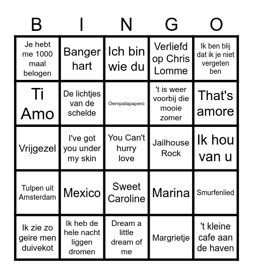 Muziekbingo Card