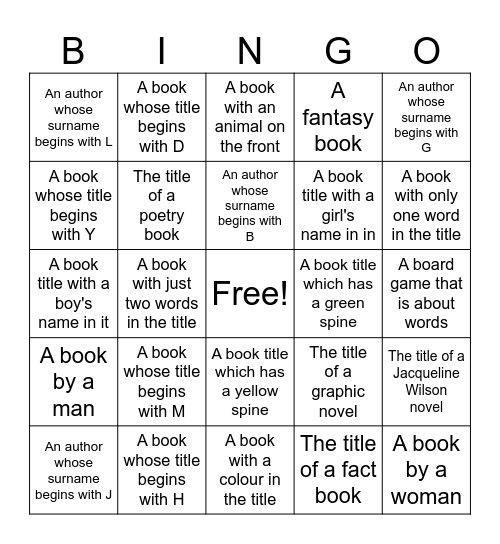 BookBuzz Bingo Card