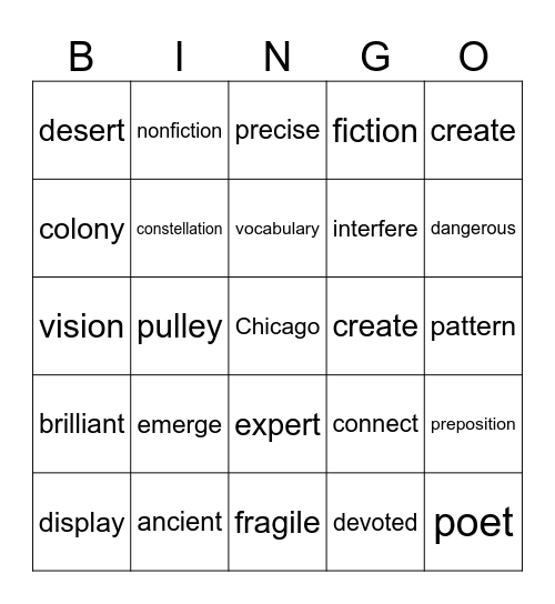 Language!Live Bingo Card