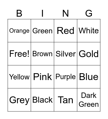 ASL Color Bingo Card