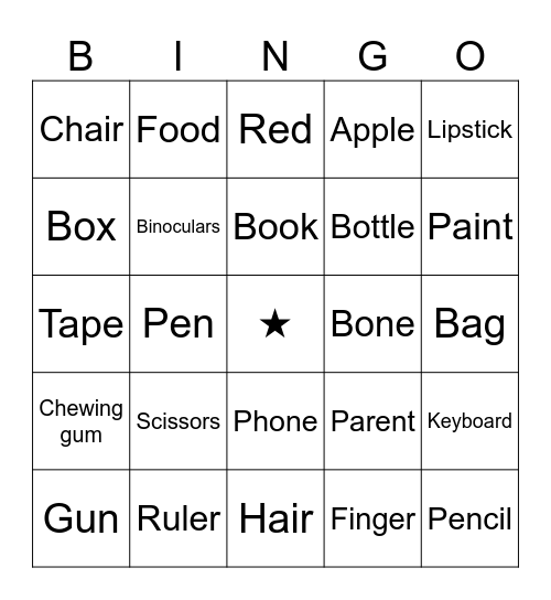 Things on your table now Bingo Card