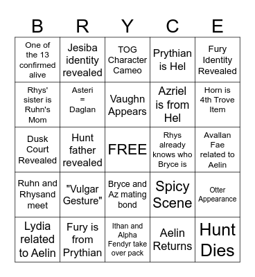 CC3: House of Flame & Shadow Bingo Card