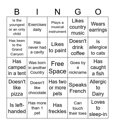 People Bingo Card