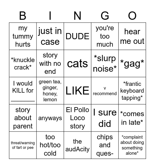 MELODY Bingo Card