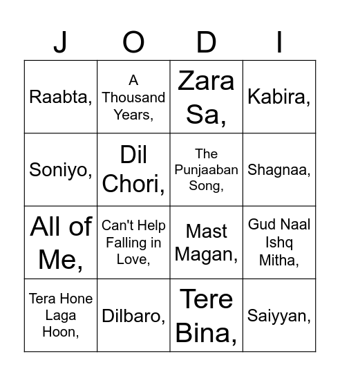 Music Tambola Bingo Card