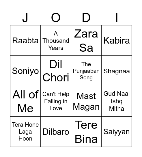 Music Tambola Bingo Card