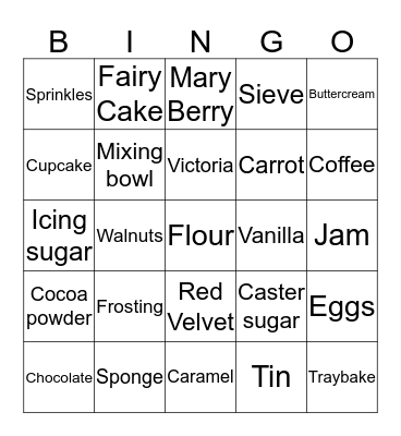 Cake Bingo! Bingo Card
