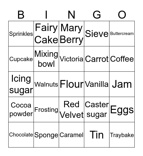 Cake Bingo! Bingo Card