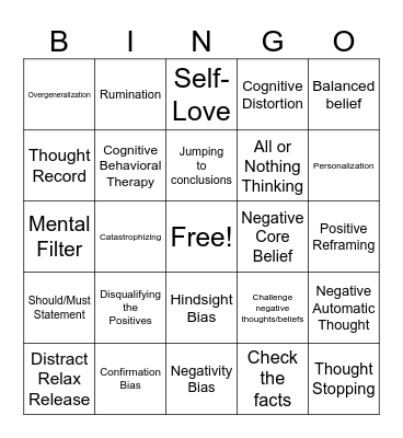 CBT Bingo Card