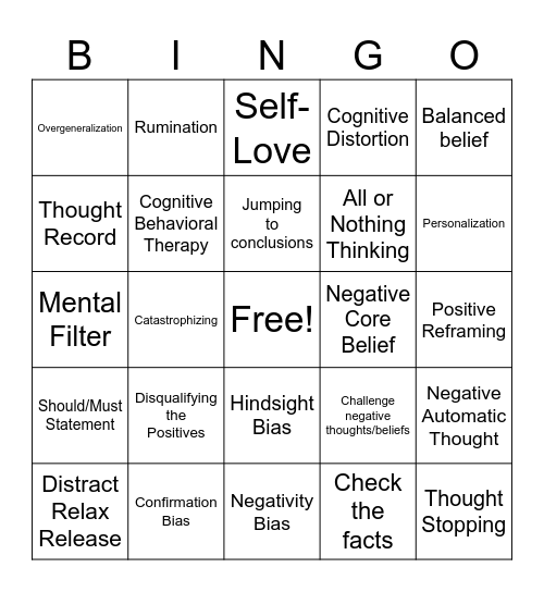 CBT Bingo Card