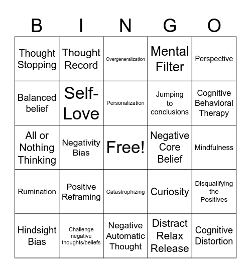 CBT Bingo Card