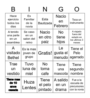 Claudia's Bingo Card