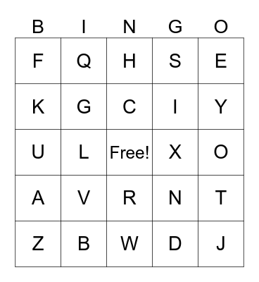 Alphabet Bingo Card