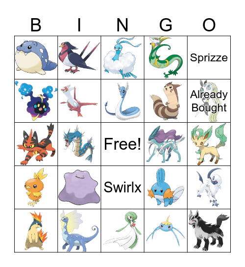 Pokemon Bingo Card