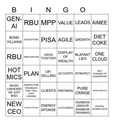 Townhall Bingo Card