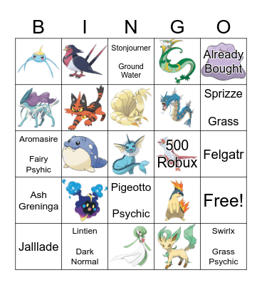 Pokemon Bingo Card