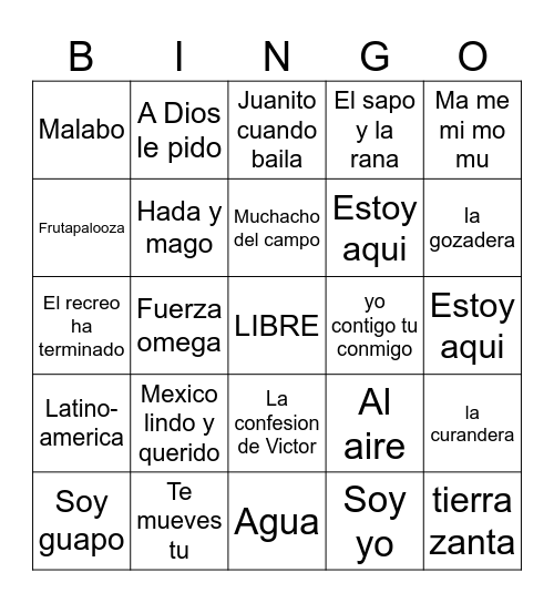 Bingo musical Bingo Card