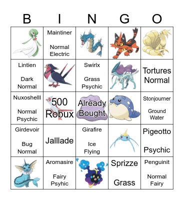 Pokemon Bingo Card