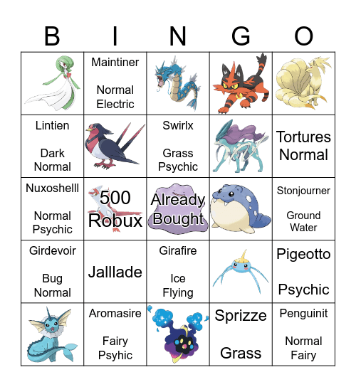 Pokemon Bingo Card