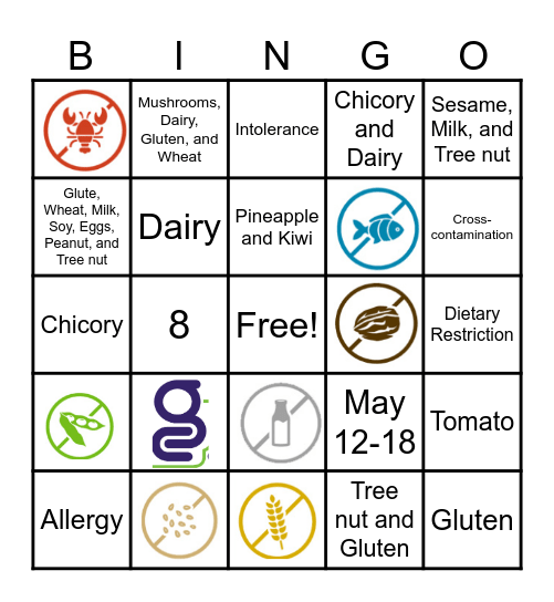 All Staff Food Allergy Awareness Bingo Card