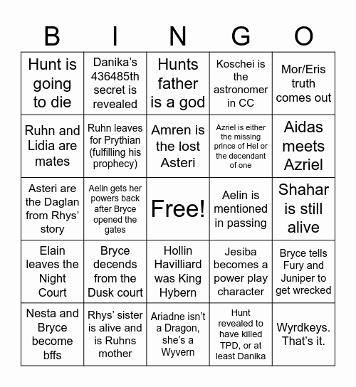 HoFaS bingo Card