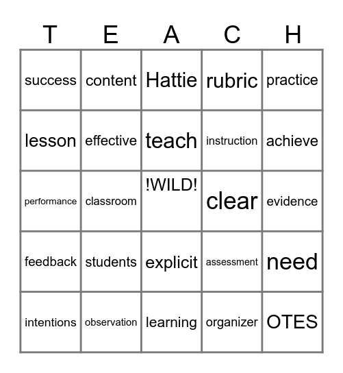 PD Lingo Bingo Card